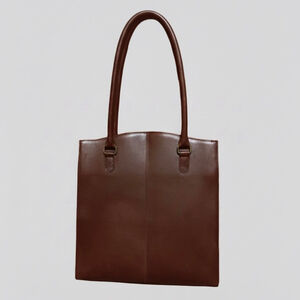 Vintage Leather Tote Bag Brown Structured Shoulder Work Shopper – Eddie Bauer